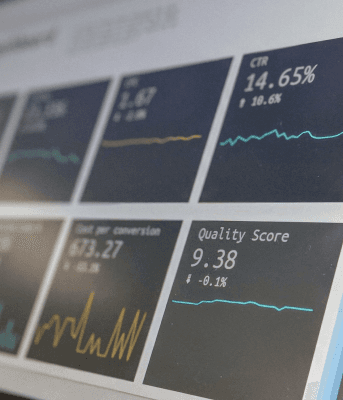 Data design and assessment indicated by visuals on screen