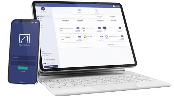 Asseticom surveying software on mobile phone and tablet