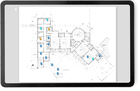 Tablet displaying floorplan