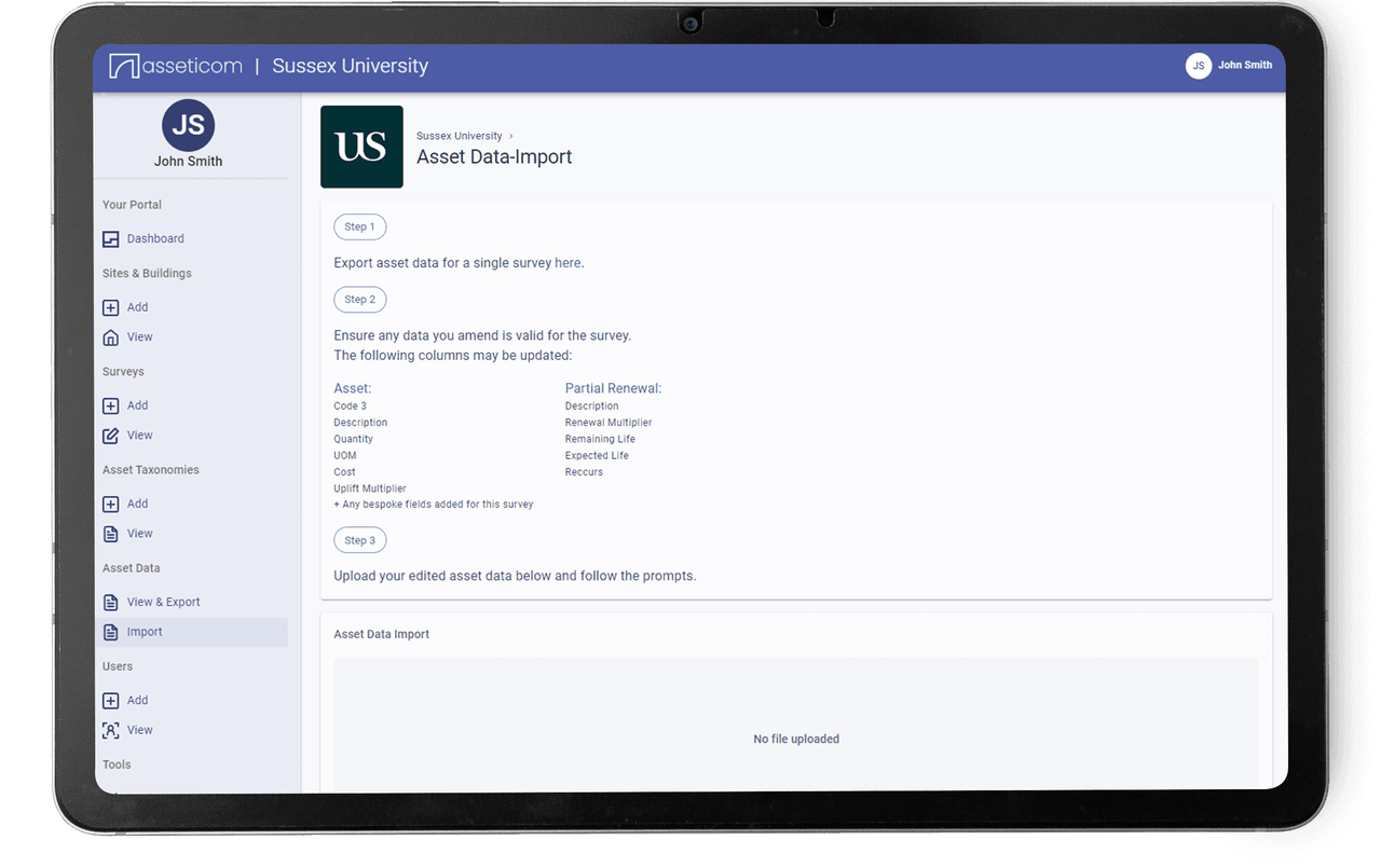 Data import for surveys on tablet