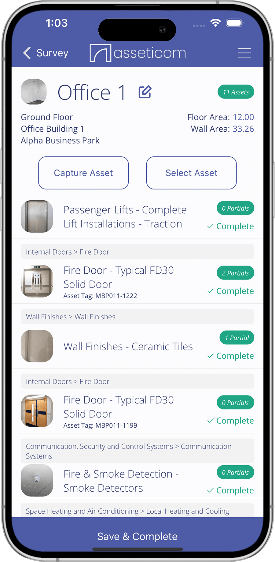 Digital Asset Capture using mobile surveying software to generate asset registers